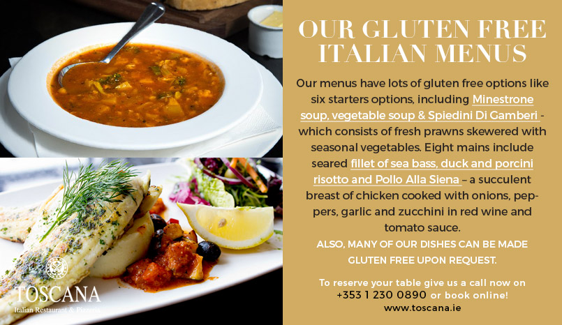 Gluten Free Menu Options - Toscana Italian Restaurant Dublin